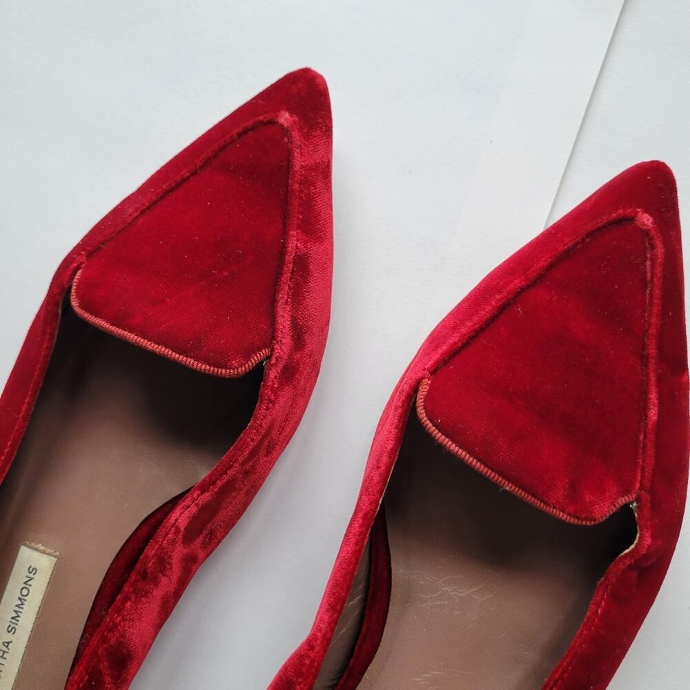 Tabitha Simmons Red Velvet Flats - Picture 11 of 13